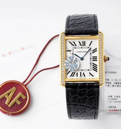 Swiss Cartier Tank Solo Replica Watch Gold and Diamond